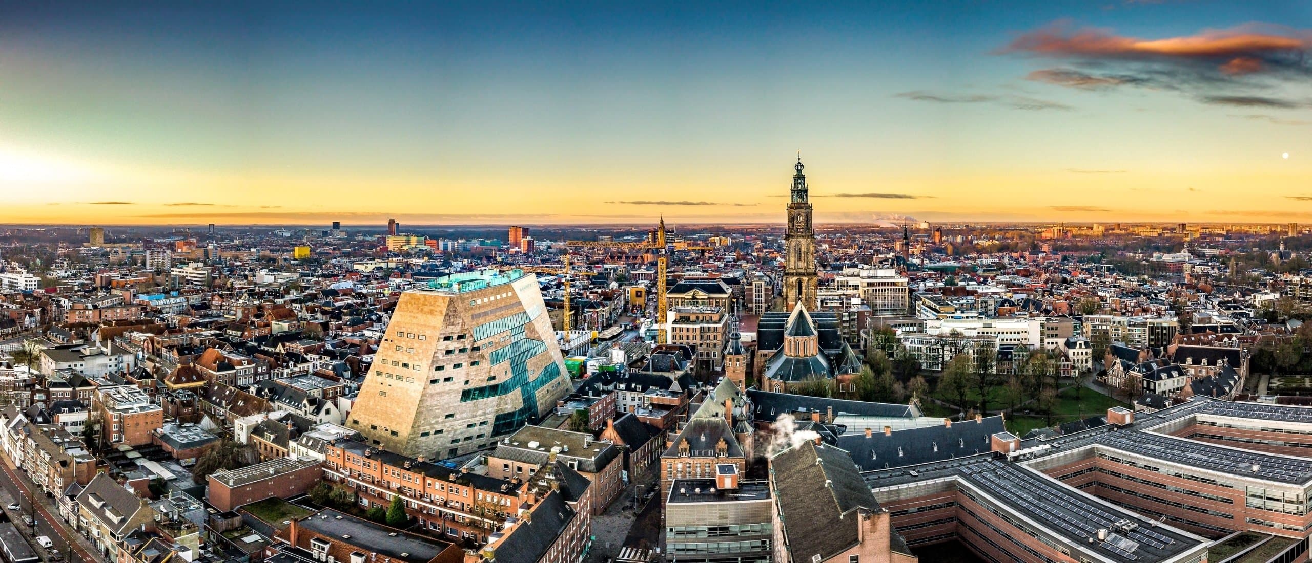 Luchtfoto van de stad Groningen